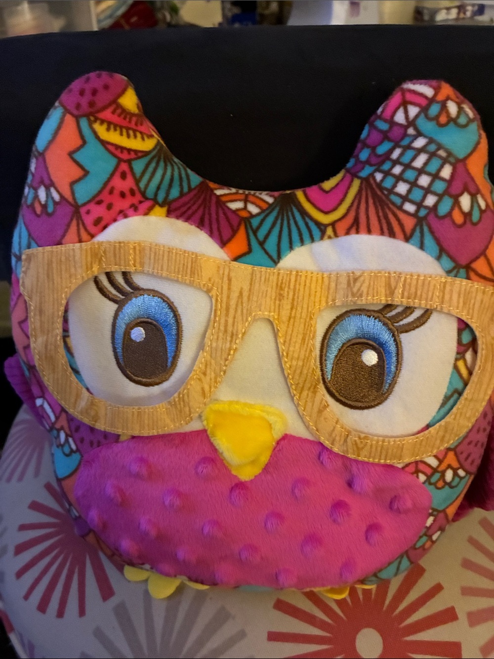 NWOT Plush Owl Stuffed Animal in Multicolor w/Glasses “100” year celebration